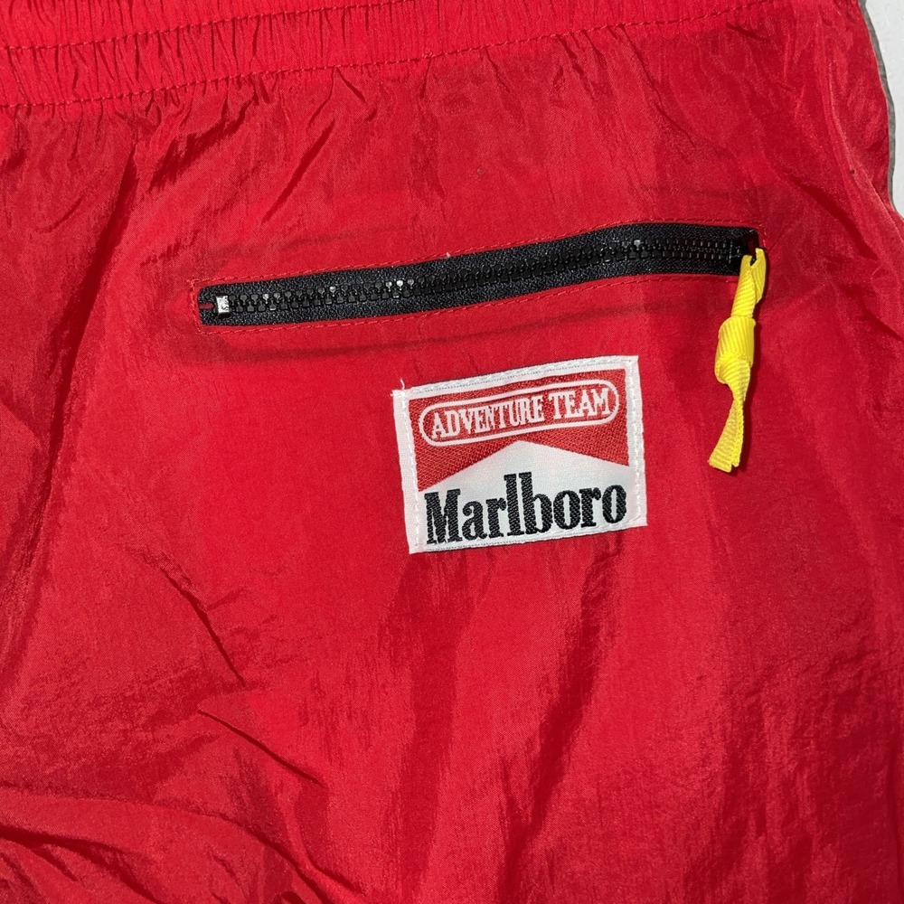 Vintage 90s Marlboro Adventure Team Red Track Pants Size L Nylon Windbreaker - Picture 2 of 4